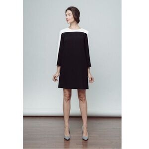 Of Mercer Chic Black and White Long Sleeve Dress